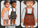 Sims 4 — Infants Orange and Black Overall Skirts and Sneakers by Pelineldis — Kids fashion clothing: five overalls