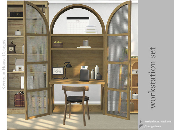 Sims 4 — Workstation Set by kerriganhouse — A modern office and decor collection.