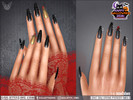 Sims 4 — Pierced Nails in Long Ballerina Medium Stiletto and Medium Oval Shapes by feyona — Pierced Nails in Long