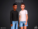 Sims 4 — AYDAN set - child by ali1 — Long-sleeve and short-sleeve tops. Striped pants and shorts