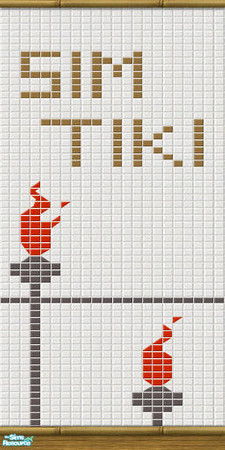 Sims 2 — Sim Tiki - Logo Tile Wall by Shannanigan — Just in case your Sims forget where they are after hitting the Fruit