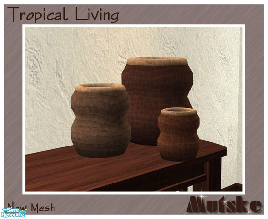 Sims 2 — Tropical Living - 3 vases by Mutske — New Mesh.