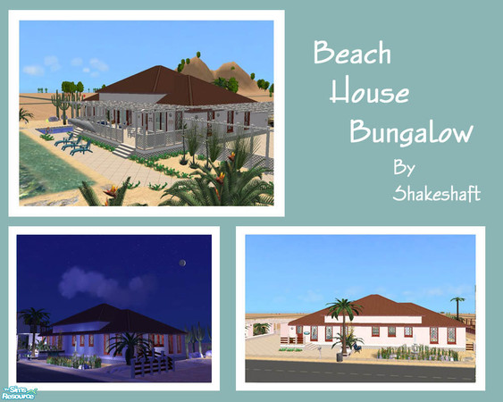Sims 2 — Beach House Bungalow by Shakeshaft — A delightful little bungalow by the sea, with 3 bedrooms and 2 bathrooms,