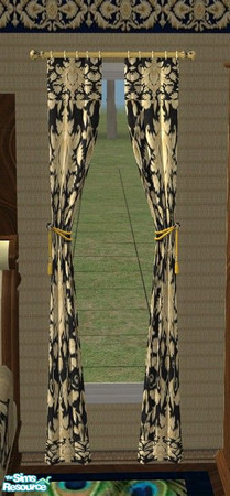 Sims 2 — Gold Coast Bedroom - Curtain by Riverwillows — Wonderful bedroom made from rich dark oak, gold damask and gold