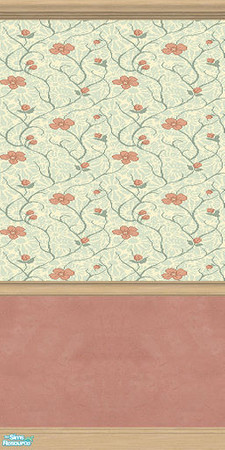 Sims 2 — Country Flowers Wall 13 by ImmeK — A combination of wallpaper in peach and flowers, framed in polished