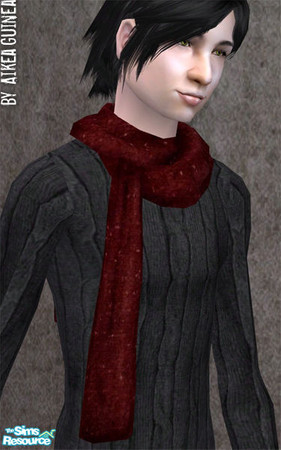 Sims 2 — Scarf for Adult Males - Red Knit by aikea_guinea — Base game compatible. Available for everyday, athletic,