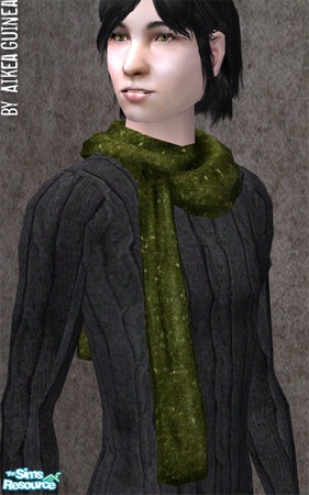 Sims 2 — Scarf for Adult Males - Green Knit by aikea_guinea — Base game compatible. Available for everyday, athletic,