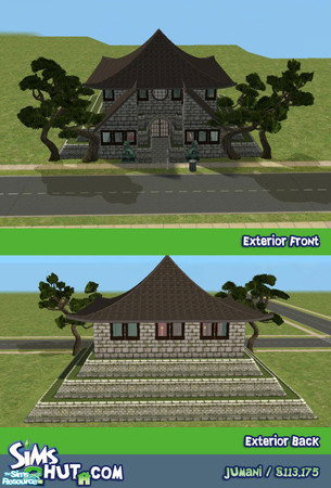 Sims 2 — Jumani by Aibrean — This oriental themed house has a tea room, 3 bedrooms, and 2 baths.