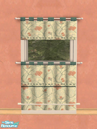 Sims 2 — Country Flowers Nursery Curtains by ImmeK — Simple nursery curtains of flower-patterned fabric based on a