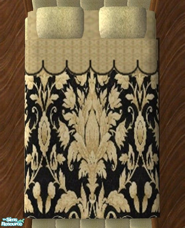 Sims 2 — Gold Coast Bedroom - Bedding by Riverwillows — Wonderful bedroom made from rich dark oak, gold damask and gold