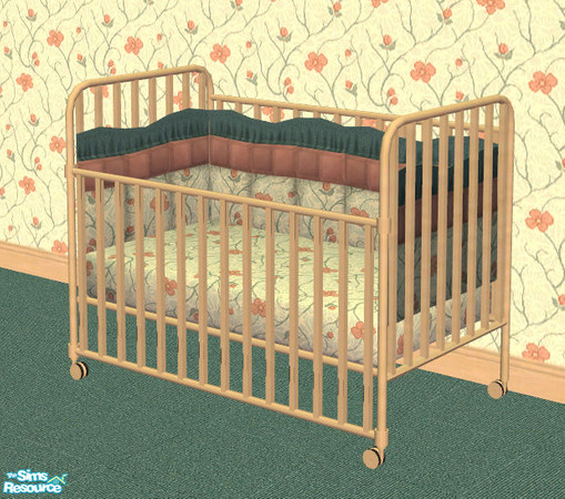 Sims 2 — Country Flowers Crib Frame by ImmeK — A simple lightwood crib frame based on a texture provided by detimgi for