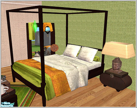 Sims 2 — modern asia bedroom - B43 Modern Asia Bed Mesh by Birgit43 — bed without pillows; you need to download the