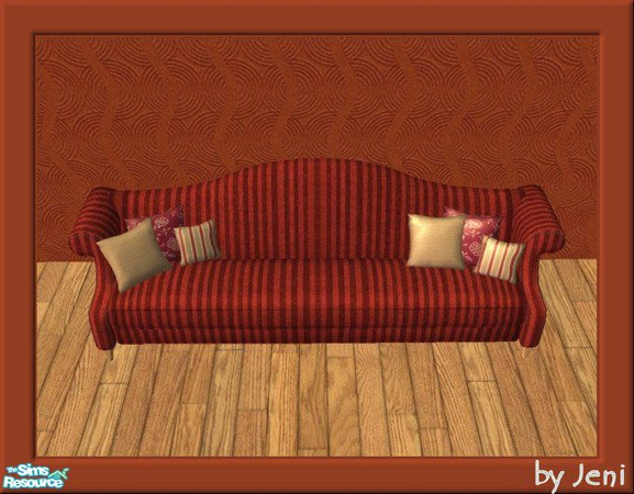 Sims 2 — Reds Cushions - Floral, Stripe & Jute by jeni — A red floral, a stripe and caramel jute collection of