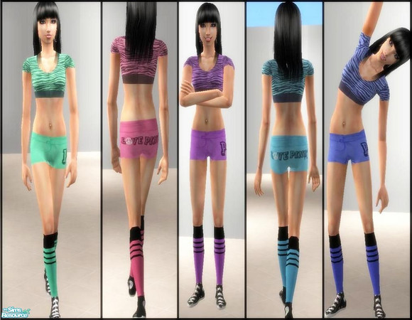 Sims 2 — Teen Gymwear set by pretty_baby — a set of 5 teen gym outfits. all have a pair of victoria secrets love pink