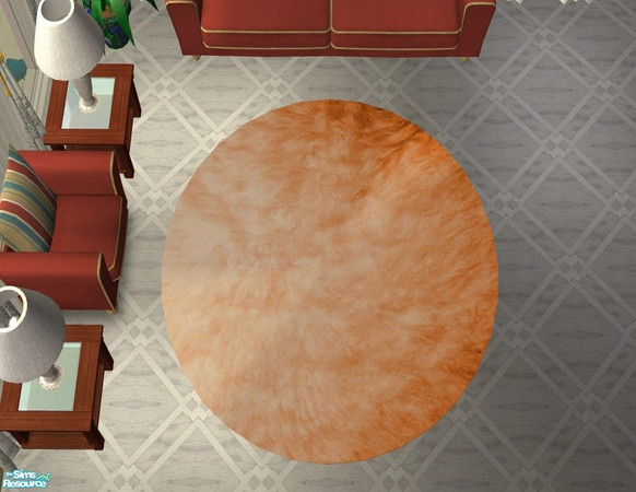 Sims 2 — Genuine 3x3 Round Sheepskin Rugs - Orange by Riverwillows — Soft, beautiful rugs, in natural and 9 carefully