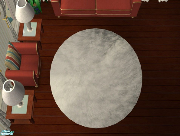 Sims 2 — Genuine 3x3 Round Sheepskin Rugs - White by Riverwillows — Soft, beautiful rugs, in natural and 9 carefully dyed