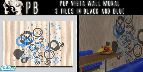Sims 2 — Pop Vista - Black and Blue by Pb_ — This is a mini-set of 3 wallpapers. Costing 3 simoleons a pop! Download and