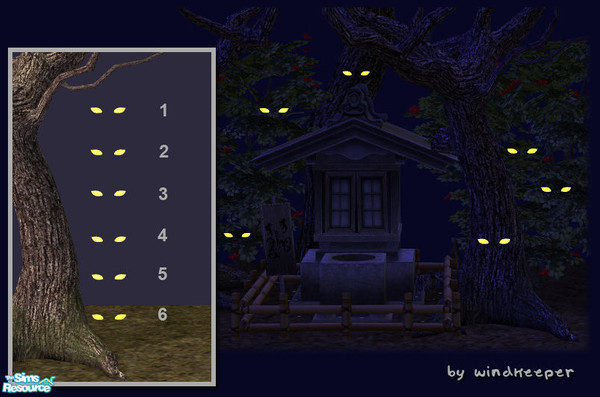 Sims 2 — Glowing Eyes 1 by Windkeeper — Decorative eyes that glow in the dark. Different eyes positioned on different