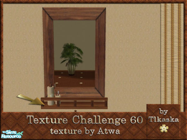 Sims 2 — TC60 Atwa\'s Bathroom - Mirror - Shelf by tlkaska — This dark wood and beige set with little yellow flowers was