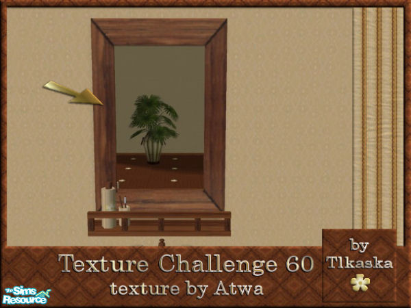 Sims 2 — TC60 Atwa\'s Bathroom - Mirror - Mirror by tlkaska — This dark wood and beige set with little yellow flowers was