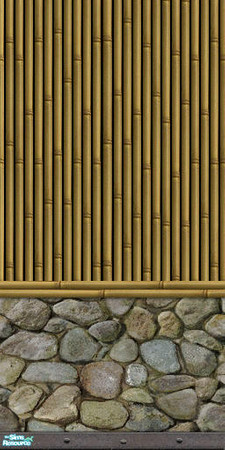Sims 2 — Sim Tiki - Exterior 2 by Shannanigan — Bamboo and Running Rapids Stone