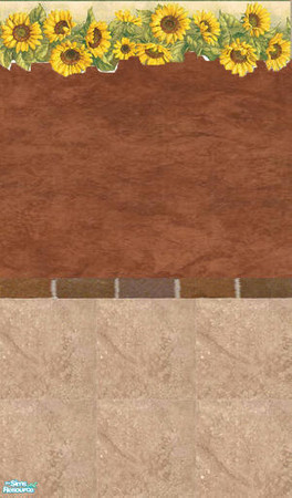 Sims 2 — Sunflower Bathroom Set - Individual Item by TheNumbersWoman — Sunflower Bathroom Set Wall