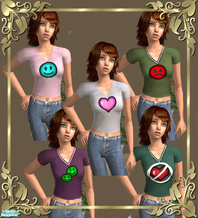 Sims 2 — Icon Shirts by tiefliga — Shirts for teengirls with icons from the game!