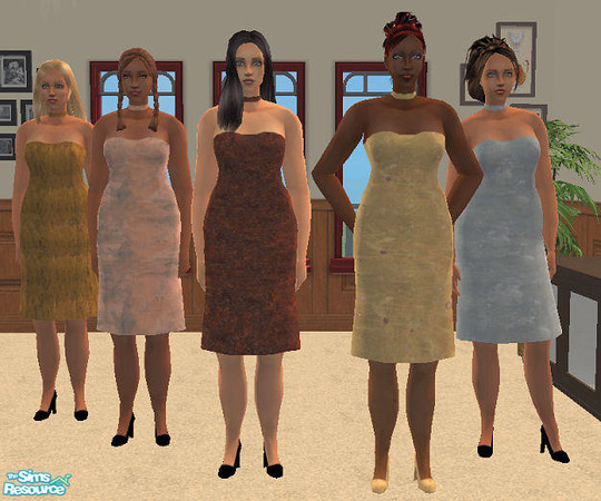 Sims 2 — BBW Evening Dress by Lisasimpsonfan — Sexy metallic cocktail dresses for your BBW sims. Uses Martaxl's Knee