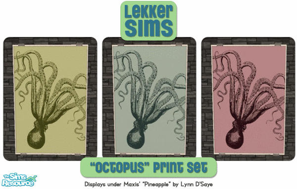 Sims 2 — "Octopus" Print Set by Lekker Sims — By Lekker Sims. Based on art from Lekker Designs, our online