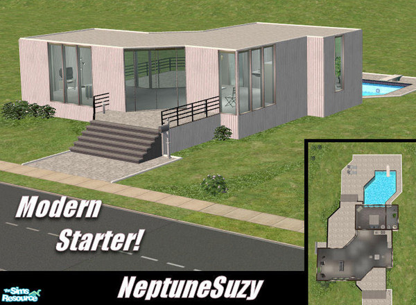 Sims 2 — NSC Starter House 16 by Neptunesuzy — Your sims will love this 1 bedroom Modern Starter House complete with