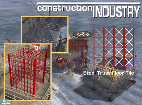 Sims 2 — Steel Truss Floor (Red/White) by Cyclonesue — A steel trussed transparent floor tile for your industrial lots