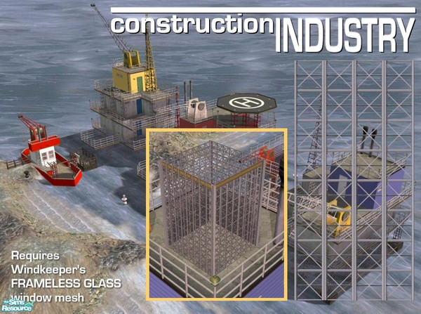 Sims 2 — Steel Truss Windows (Steel Glass) by Cyclonesue — Steel truss walls (using Windkeeper's Frameless Glass window)