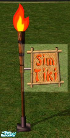 Sims 2 — Sim Tiki - Big Sign Recolor #3 by Shannanigan — "Weave" recolor of the Sim Tiki Logo. Requires
