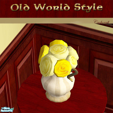 Sims 2 — Retro Old World Style - Yellow Roses by Cashcraft — Requires pitcher mesh from my Down on the Farm Add-ons set. 