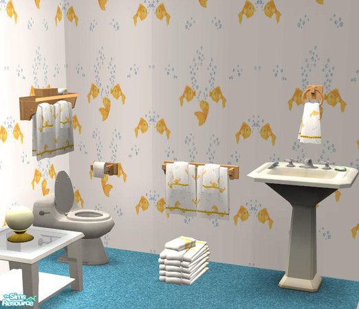 Sims 2 — Fish Gold Towels by DOT — Goldfish Cove. Fish Gold Towels *see recommended* Sims 2 by DOT of The Sims Resource.