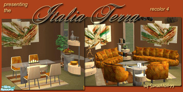 Sims 2 — Italia Terra Recolor by Simaddict99 — earthy orange and brown recolor with a hint of green. requires the Italia