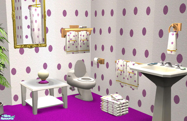 Sims 2 — Purple Dot Towels by DOT — Purple Dot Towels. DOTs Cove, dotted with towels. Sims 2 by DOT of The Sims Resource.