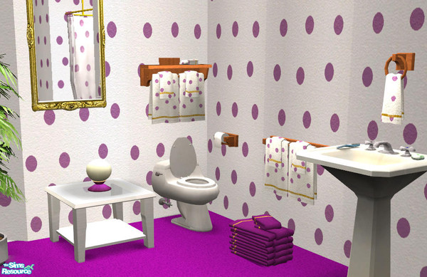 Sims 2 — TP Hanging Med Wood Rack - #320442 by DOT — TP Hanging Med Wood Rack DOTs Cove, dotted with towels. *OFB