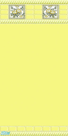 Sims 2 — Yellow Paint: Wild Rose High Border by amythestfenix — This yellow painted wall has a Wild Rose tile border