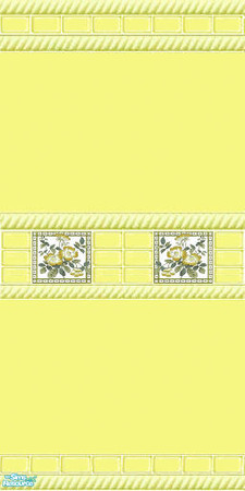 Sims 2 — Yellow Paint: Wild Rose Backsplash by amythestfenix — This yellow painted wall has a Wild Rose tile backsplash