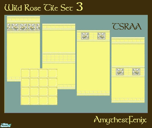 Sims 2 — Wild Rose Tile Set 3 by amythestfenix — This third set (requested by wencke103)of yellow walls with vintage wild