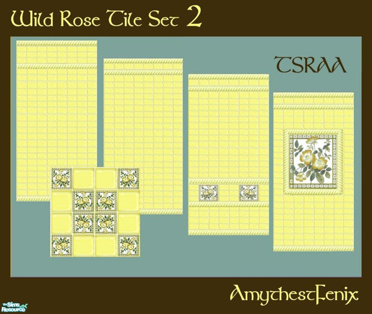 Sims 2 — Wild Rose Tile Set 2 by amythestfenix — A second inexpensive tile set to bring more variety to your sim kitchens
