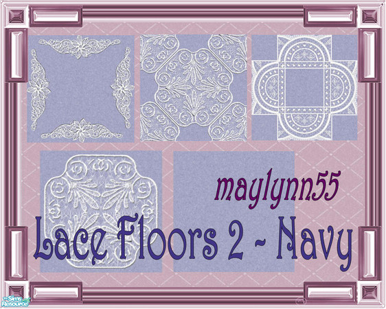 Sims 2 — Lace Floors 2 ~ Navy by maylynn55 — This set consists of 4 carpets and 1 linoleum in navy blue. Made by