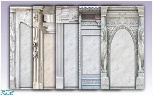 Sims 2 — Antique Marble by DressAnGo — Antique Marble is a set of 10 decorative walls. Medieval or luxury, living room or