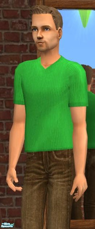 Sims 2 — NK Lime Green V-Neck Shirt by MoMama — Stand out from the crowd in this lime green V-neck shirt.