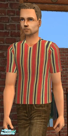 Sims 2 — NK Red Stripe V-Neck Shirt by MoMama — Since this is my first venture into clothing, I thought it appropriate to