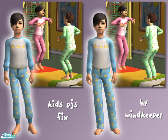 Sims 2 — Kids Pjs Fix by Windkeeper — This is a DEFAULT REPLACEMENT file. This mesh will change all puffy kids pajamas in
