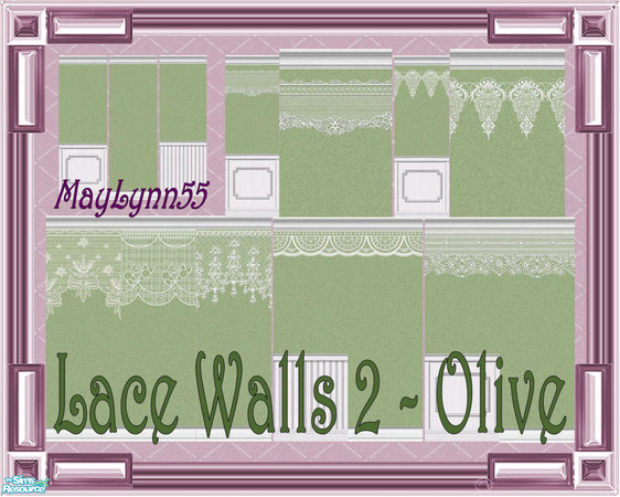 Sims 2 — Lace Walls 2 ~ Olive by maylynn55 — This set consists of 14 walls in olive green. Made by MayLynn55 ~ Always