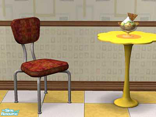 Sims 2 — Retro Kitchen Chairs - Red Print - gm by gatomurphy — Recolor of Maxis' Hipster chair.