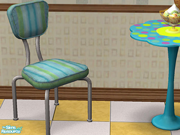 Sims 2 — Retro Kitchen Chairs - Blue Stripe - gm by gatomurphy — Recolor of Maxis' Hipster chair.